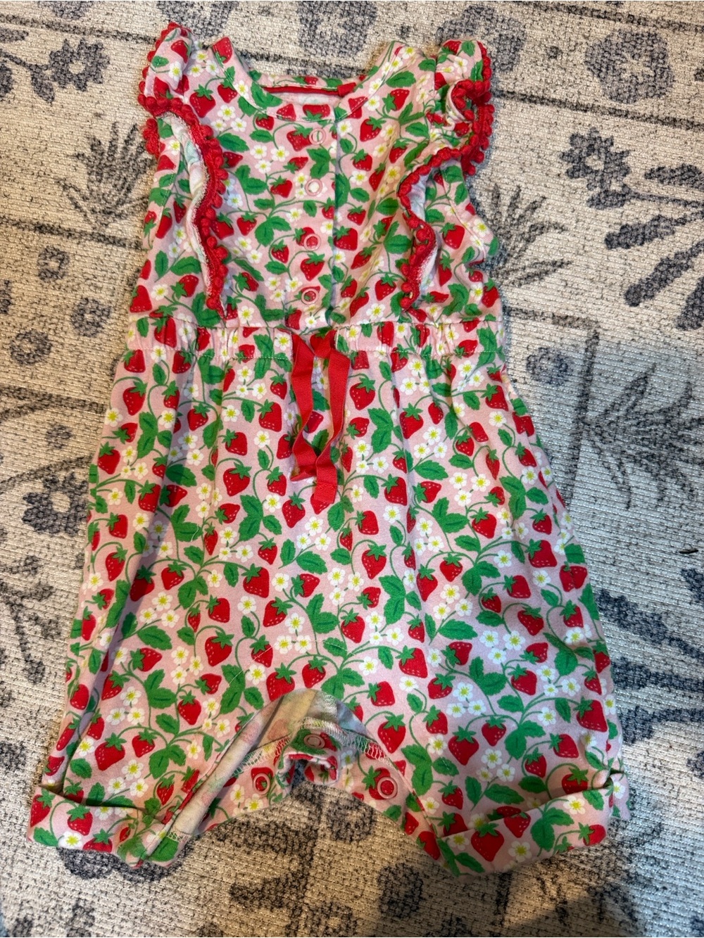 Baby Boden Strawberry Print Romper